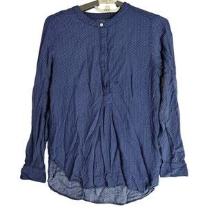 Old Navy Tunic Top Women Size S Blue White All Over Print Minimalist Cottagecore